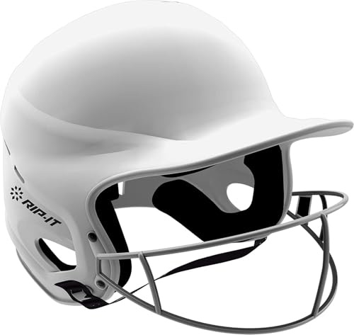 RIP-IT | Vision Pro Softball Batting Helmet with Face Mask | Matte White | M/L | Lightweight Women’s Sport Equipment