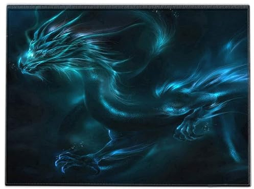 Silent Monsters Mauspad 240 x 200 mm Stoff Mousepad Drache - Vernähter Rand, rutschfest & leise, für Gaming Büro Office Homeoffice - 24 x 20 cm Mouse Pad Mat - Mausunterlage klein f alle Maus Arten