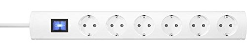 Kopp UNOversal® Plus 6-Fach Steckdosenleiste 5m mit Schalter & großem Abstand I Mehrfach-Steckdose anschraubbar mit Berührungsschutz I Mehrfachstecker Innenbereich I Weiß – 233002019