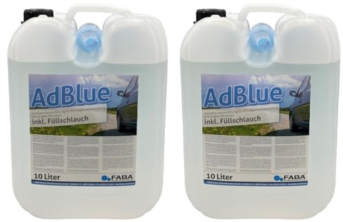 FABA AdBlue hochreine Harnstofflösung für SCR Abgasnachbehandlung 2x10 Liter mit Einfüllschlauch
