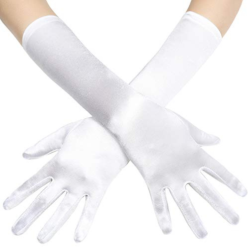 Coucoland 1920er Satin Handschuhe Damen Opernhandschuhe | mikro-elastischer stoff, retro-design, ideal für fasching, kostümpartys, bälle, verlobungen & abschlussbälle