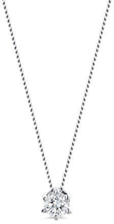 MIORE - Halskette mit Diamant aus 14 Karat Echtgold (585) aus echtem Solitär Edelstein 0.10 Ct in Krappenfassung - Klassischer Diamantanhänger in Weißgold in hochwertiger Schmuckschachtel (45 cm)