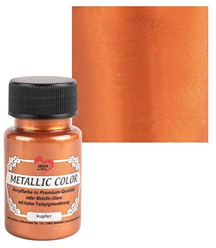 Ideen mit Herz Metallic - Hochwertige Acrylfarbe in Premium-Qualität mit edlem Glanz und hoher Pigmentierung - 50 ml (Kupfer)