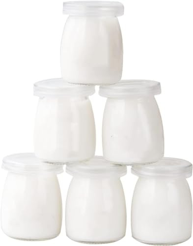 LATRAT 6 bicchieri da yogurt con coperchio, per salsa e dessert (capacità 150 ml)