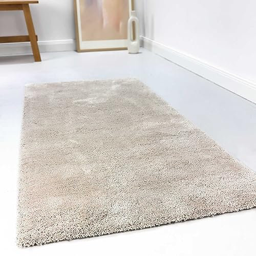 Wecon Home Kuschelig weicher Esprit Hochflor Teppich, bestens geeignet fürs Wohnzimmer, Schlafzimmer und Kinderzimmer RELAXX (70 x 140 cm, Creme beige)