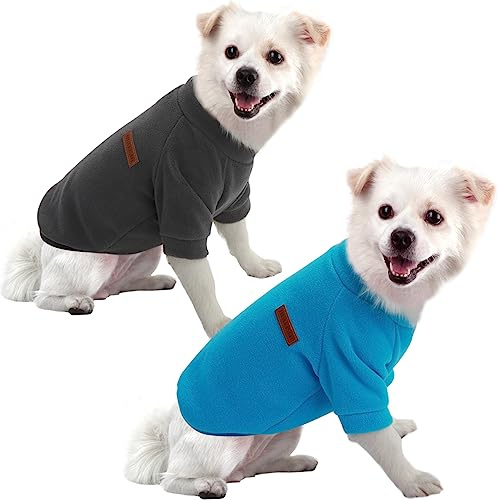 HuaLiSiJi Hundepullover Fleece Kleine Hunde Hoodie Chihuahua Kleidung Hundepullover Chihuahua Hunde Sweatshirt, Warm und Leicht, mit Einer Weichen Textur, Leicht zu Tragen (L, Blau+Grau)