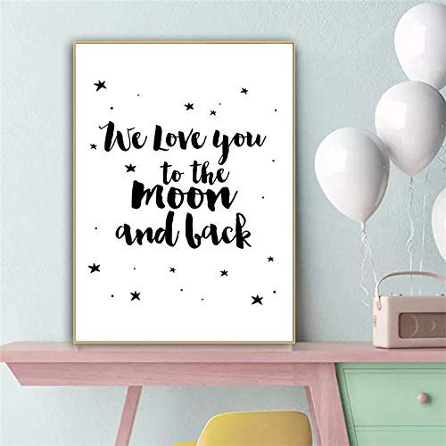 CAYBES Leinwand Bilder - Kunstdrucke auf Leinwand, I Love You To The Moon and Back Nordic Wandkunst Leinwanddruck Poster Bild für Baby Schlafzimmer Kinderzimmer Dekor – 40x60cm ohne Rahmen