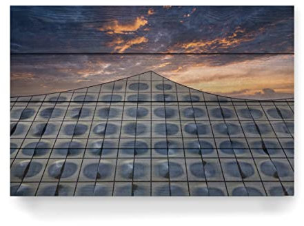 artboxONE Holzbild 60x40 cm Städte Window Wavepeak in Sundown Sky von Künstler Dienstleistungsdrohne.de