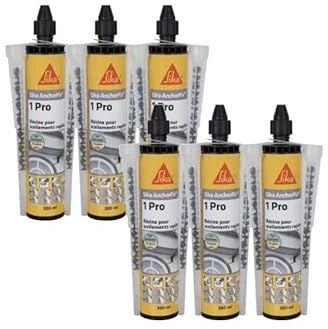 Lot de 6 résines de scellement chimique rapide SIKA Anchorfix-1 Evolution - Gris - 300ml