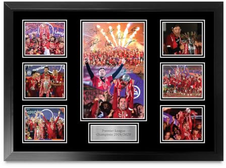 HWC Trading Liverpool Premier League Champions 2019/2020 Memorabilia Stampati Autografo Firmato Esposizione Della Fotografia Per Gli Appassionati Di Calcio E Sostenitori - A2 Incorniciato