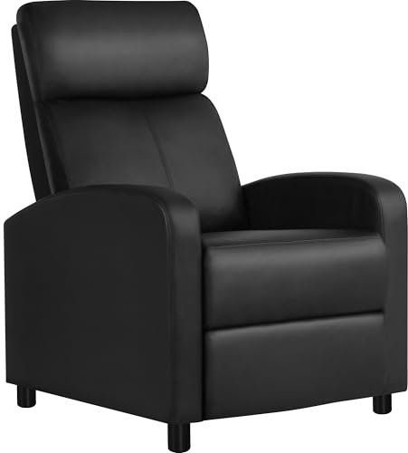 Yaheetech Fauteuil de Relaxation Chaise de Détente Siège de Canapé Fauteuil Relax/Chambre à Coucher/Cinéma Noir/Similicuir pour Salon