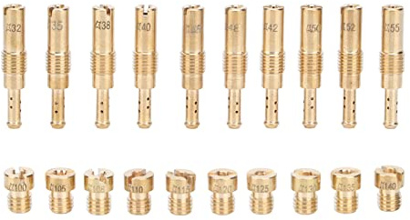 Kit Getti Carburatore Moto, 20 Pezzi Ottone, Getti Principali e Pilota | Regolazione Precisa Del Flusso Di Carburante, Metallo Lavorato Senza Sbavature, Getti Per Carburatore Cvk Oko