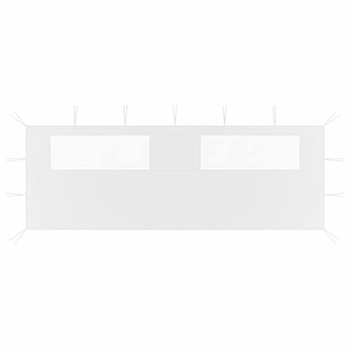 LAPOOH Pavillon-Seitenwand mit Fenstern, Seitenteile Pavillon, Partyzelt Seitenteile, Seitenwände Für Pavillon, Pergola Seitenwand, 6x2 m Weiß