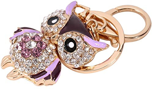 Yctze Lila Strass-Kristall-Eulen-Schlüsselanhänger-Anhänger für Damen-Taschen-Geldbörse, Stilvolles Design, Tolles
