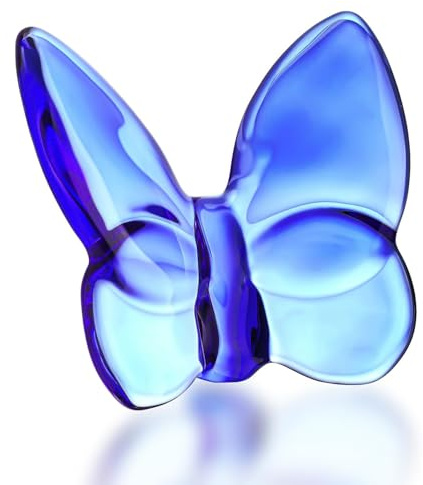 kanpura Figurine papillon en cristal volant - Ornement papillon en verre bleu