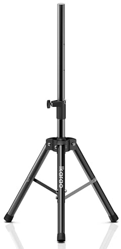 Ikarao Speaker Stand Adjustable Height 36-47, Heavy Duty Carbon Steel Karaoke Machine Stands with Dual Tension Knobs, Portable Tripod Speaker Mount for PA DJ System & Party, 35mm Insert, 66lbs Load