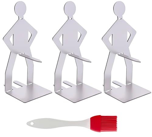 WUFGWBD 3-Piece Stainless Steel Barbecue Sausage Rack & 1-Piece Silicone Oil Brush, Silver, Grilling Accessories