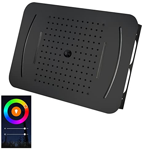Shower Head Alcachofa de Ducha Tipo Lluvia LED, alcachofa de Ducha Tipo Lluvia empotrada en el Techo, Cabezales de Ducha Negros de Alta presión de 23 x 15 Pulgadas, 3 Funciones (Lluvia + Cascada +