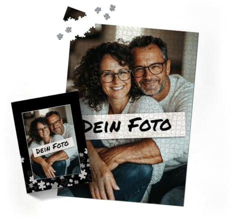 Fotopuzzle mit eigenem Bild - Puzzle selbst gestalten 2000 Teile Hochformat - Schachtel Puzzleteile schwarz - mit Foto personalisiert - Geschenk Geburtstag