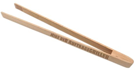 Personalisierbare Grillzange aus Naturholz - mit Wunschnamen, Text oder Spruch als GRAVUR, extra stabil, Spaßgeschenk für Männer und Frauen