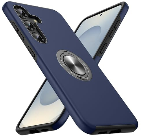Doeshine Hülle für Samsung Galaxy S25 mit Ständer, Blau | Militärschutz ,Kameraschutz ,Stoßfest,360° Magnetischer Drehbarer Ständer,TPU+PC