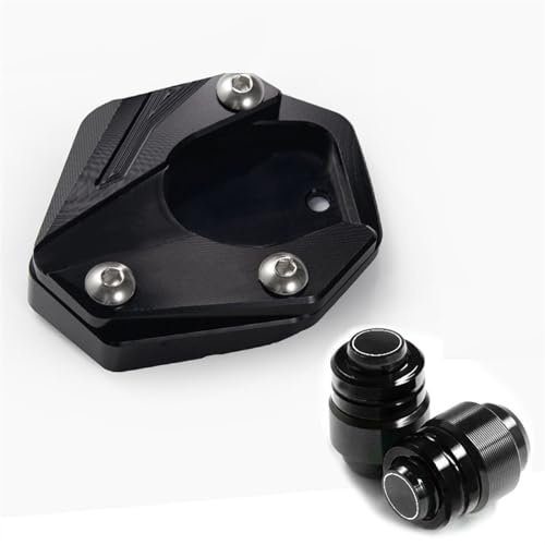 MNEUEQ Dauerhaft haltbar Motorradständer Fußvergrößerer Seitenständerverlängerung Mit Logo Für CBR650R CBR 650 R 650F 500R CBR650F CBR500R(Schwarz)