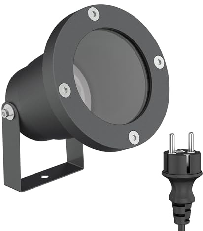 ledscom.de Gartenstrahler DUK für außen, IP65, Stecker, anthrazit, 1x GU10 max. 15W