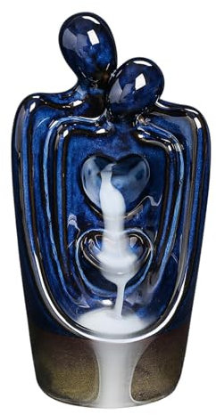 Fontaine d'encens de Table – Porte-encens Love Couple, poêle à encens à Reflux en céramique | Poêle d'aromathérapie à Reflux de pièce maîtresse de Table, brûleur d'encens à cône en céramique pour Les