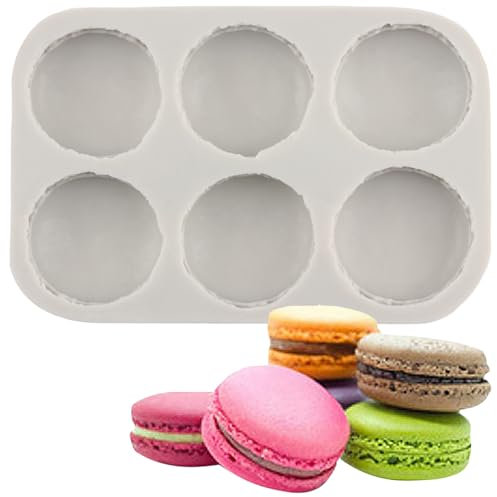 Sijiangmold 3D Macaron Hamburger Silicone Mould with 6 Cavities Macaron Fondant Moulds for Cake Decoration Chocolate Cupcake Topper Candy Polymer Clay Rubber Paste