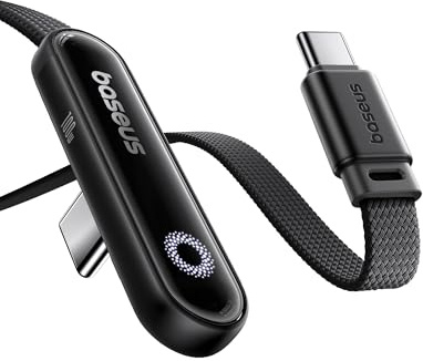 Baseus USB C auf USB C Kabel 90 Grad 2m, 100W Schnellladung USB C Ladekabel E-Sport mit Ringatmosphärenlicht für iPhone 17 16 15 Pro/Pro max, Samsung Galaxy S25 S24 S23 S22 Ultra, MacBook, iPad Pro