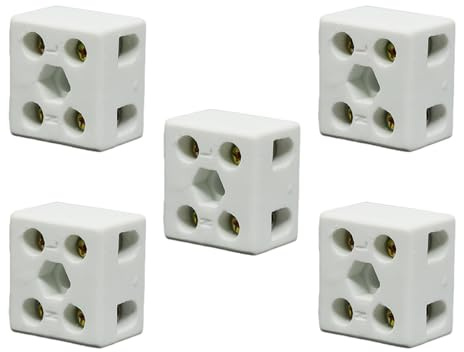 2 Bloques de Terminal de Cerámica de Vía, 15A 250V Conectores de Cerámica de Porcelana de Alta Temperatura con Apertura de Entrada de 3.9mm para Cable Eléctrico, y Varias Situaciones de Cableado(5pcs)