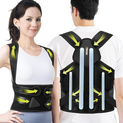 ZINUU Posture Corrector Women and Men - Adjustable Back Brace Posture Corrector, Comfortable Full Back Support, Breathable Posture Straightener for Neck Shoulder Pain Relief (L, 39'-47')