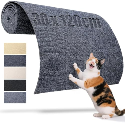 TXXATX Cat Scratching Mat Self-Adhesive 120x30 cm Scratch Wall Mat Scratcher Dark Gray Cat Carpet Protector Reusable Furniture Protector Pad for DIY Scratching Boards Sofa Floors Chair