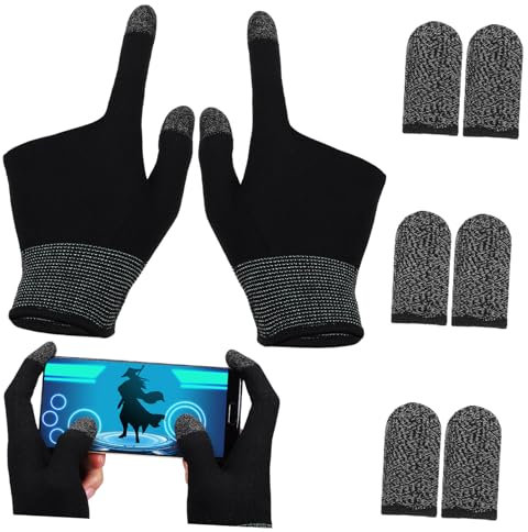 HOMSFOU Gaming-Handschuhe Für Touchscreen-bedienung Atmungsaktive Finger-ärmel Für Handys Elastische Gamer-Handschuhe Mit Daumenmanschette Kompatibel Für Mobile Gaming Und Andere Touchscre