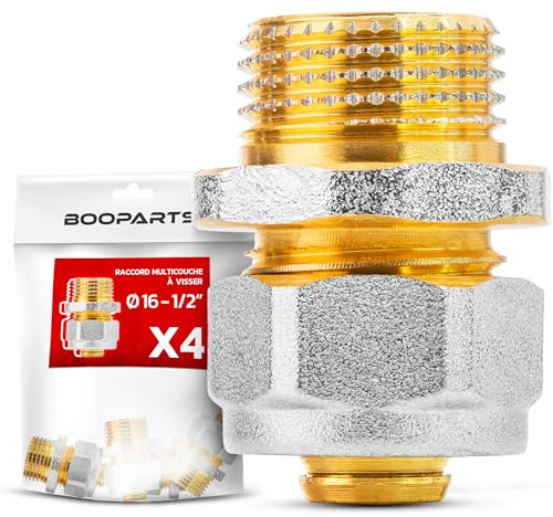 BOOPARTS – 4 piezas – Conexión multicapa 16-1/2 (15-21) a rosca – Manguito macho multicapa – accesorio de plomería para tubo multicapa 16