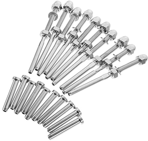 Tofficu 10set Kit Per Ringhiere in Cavo in Acciaio Inossidabile Tenditore Per Cavi Per Ringhiere Per Scale e Terrazze Bulloni e Connettori Durevole e Resistente Alle Intemperie