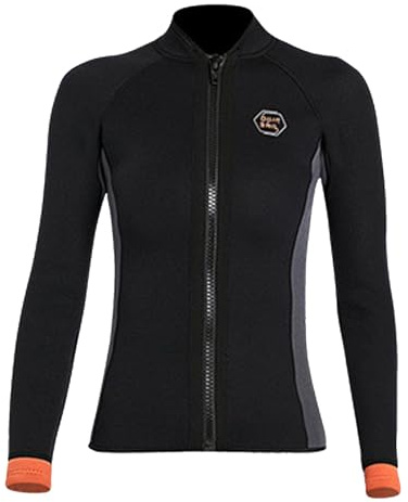 Wetsuit Top for Men Women 3mm Neoprene Long Sleeve Shirt Wetsuits Jacket Diving Suit for Water Sports Snorkeling Surfing Swimming(Women Black,l)