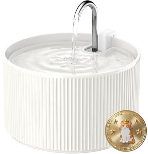 Kenepet Ceramic Cat Water Fountain, 2.2L/74oz Automatic Pet Water Fountain, Cat Dispenser Ideal for Cats, Dogs and Multiple Pets
