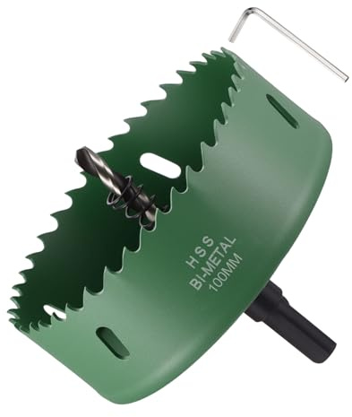 METALLIXITY Bi-Metal Hole Saw 3-15/16100mm M42 HSS for Hard Steel Green | Circular Head Hole Cutter with Center Drill Bit for Stainless Steel Sheet