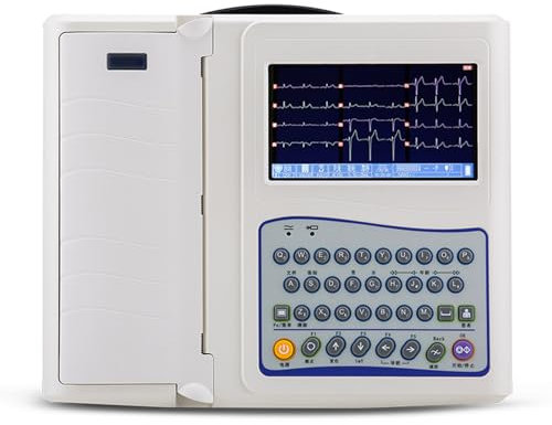 oiakus 12 Lead ECG Monitor, Portable 7in ECG Patient Monitor, 12-channel Electrocardiograph ECG Machine EKG Machine with Software, for Care Vital Signs, Demonstration Mode