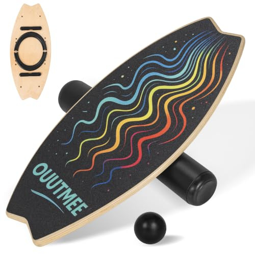 OUUTMEE Multifunktionale Balanceboard Holz 8 Einstellbare Modi Kinder(14+) und Erwachsene Balanceboard Training