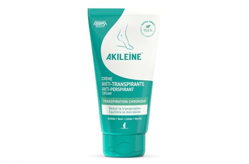 AKILEINE – Crème Pieds Anti-Transpirante pour Équilibre du Microbiote, Confort Durable (Tube 75mL) - lot de 3 - Vendu par Lot