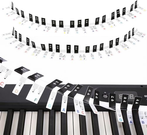 Piano Notes Overlay 88 Keys, Keyboard Notes Overlay, Removable Piano Keyboard Note Labels for Beginners Kids (Rainbow Color)