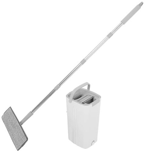Hohopeti Trapeador Plano con Escurridor y Cubo Trapeador Húmedo y Seco para Limpieza de Suelos de Baldosas y Paredes Uso Doméstico