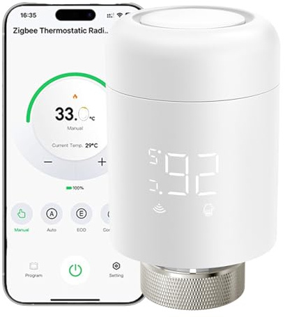 Intelligentes Thermostat-Heizkörperventil, TRVZB, intelligenter Heizungsthermostat mit App/Sprachsteuerung, Zigbee-Thermostat-Heizkörperventil, einfache Installation, kompatibel mit Alexa/Google Home