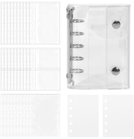 Klistermärkesorganisatör, transparent albumbok, självhäftande mapp med dubbelstängningsmekanism, för daglig planerare, kortpresentation, dokumentarkiv