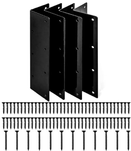 Vilgftyiet Staffe angolari rialzate per aiuole da giardino con viti, connettori in metallo alti 28 cm per aiuole da giardino da 50-61 cm, nero, confezione da 4