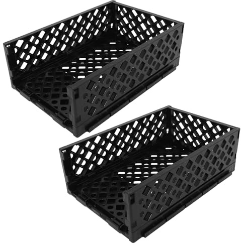 Gadpiparty Contenitori Pieghevoli in Plastica 2 Pezzi Casse Modulari Impilabili 30X20X10 CM Organizer Multiuso per Cucina Ufficio Bagno e Camera da Letto