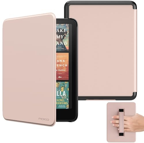 MoKo Hülle für 7 Ebook Reader (12. Gen-2024), Roságold | für die Signature Edition 2024, Leichte Schutzhülle mit Handschlaufe, Auto Schlaf/Wach