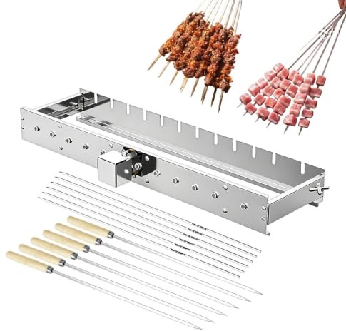 Spettvändare Justerbar Bredd Grillvändarställ Med Spett | Roterande grillställ För utomhusmatlagning, camping, grillning, trädgård, högtidsfester och familjesammankomster